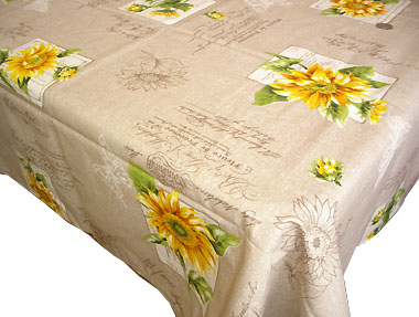 Coated tablecloth (sunflower. natural) - Click Image to Close
